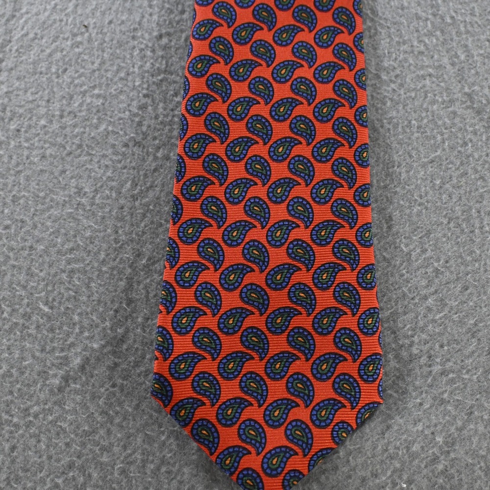 Polo Ralph Lauren Mens Vintage Paisley Silk Tie One Size Orange Blue Italy